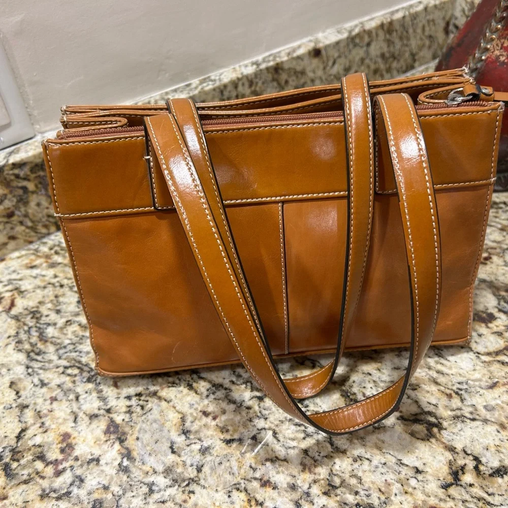 Vintage Unisex bag Elegant Tan Leather Men's Bag by Giani Bernini Preowned